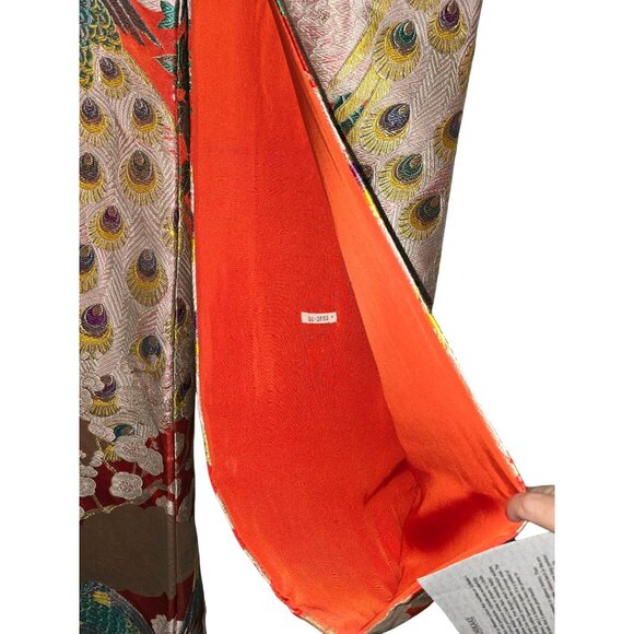 Vintage Japanese Kimono Ceremonial Uchikake Robe With Peacock & Crane Design - Picture 4 of 13